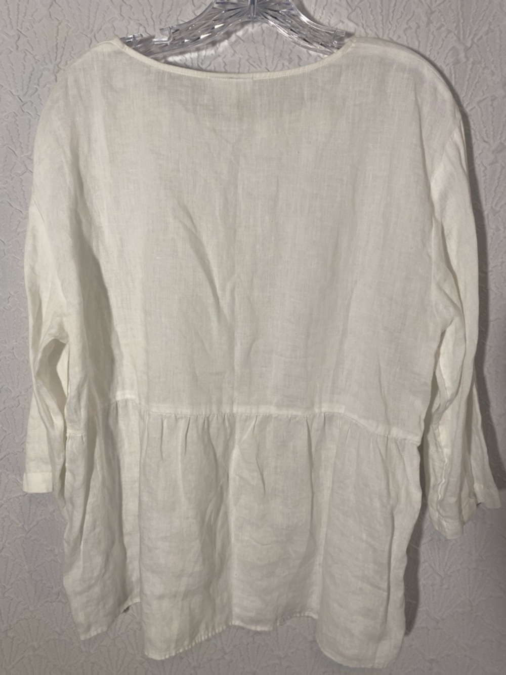 Pure Jill Lightweight White Linen Tunic Top - Relaxed Peplum Style - Picture 6 of 6